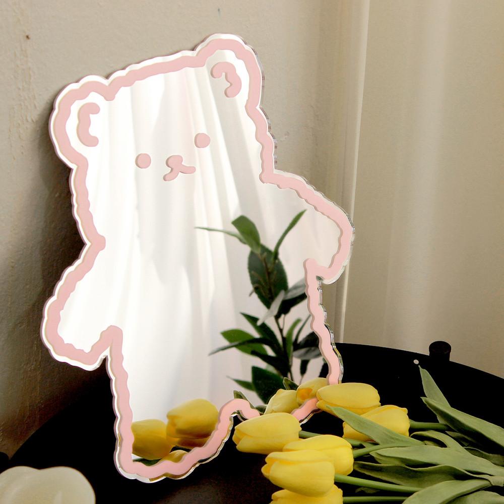 귀염뽀짝 벽부착 곰돌이 거울 2color 무타공 벽걸이