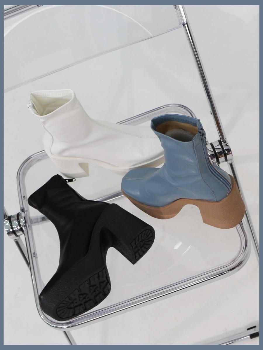 로인 청키 스판 앵클부츠