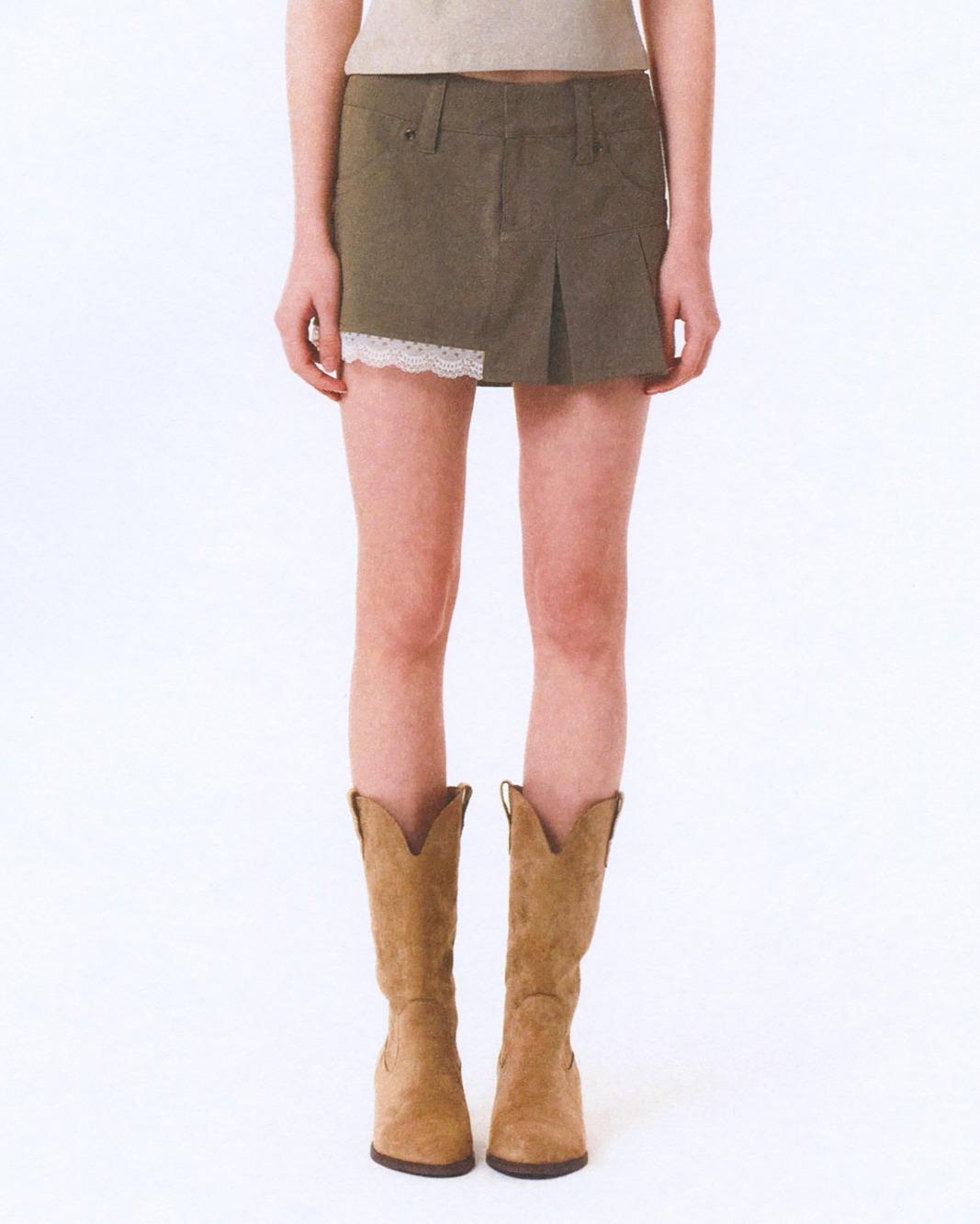 HALF PLEATED SKIRT "KHAKI\"