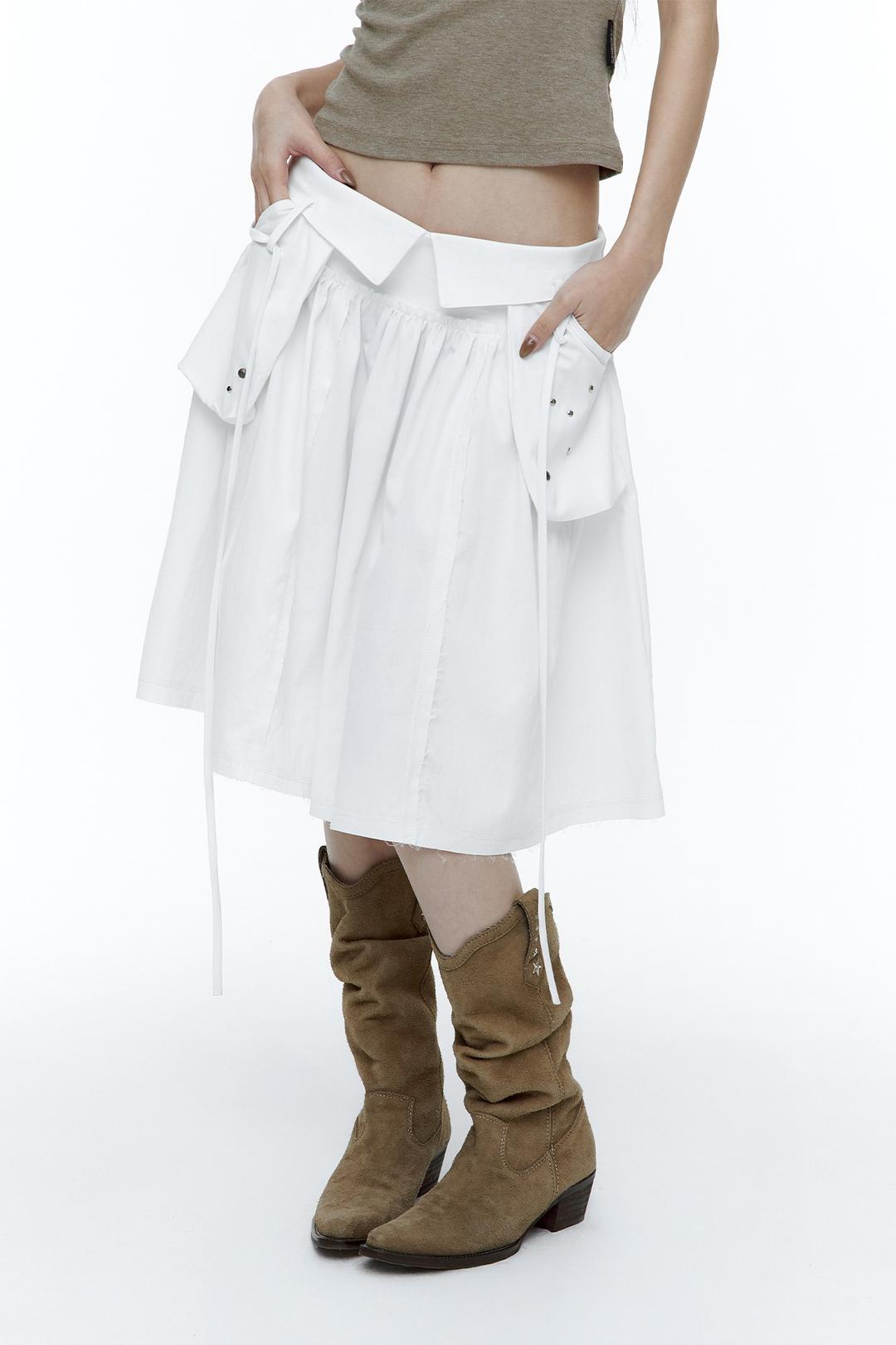 Out Pocket Pleated Skirt White [pre-order 예약발송 02/13]