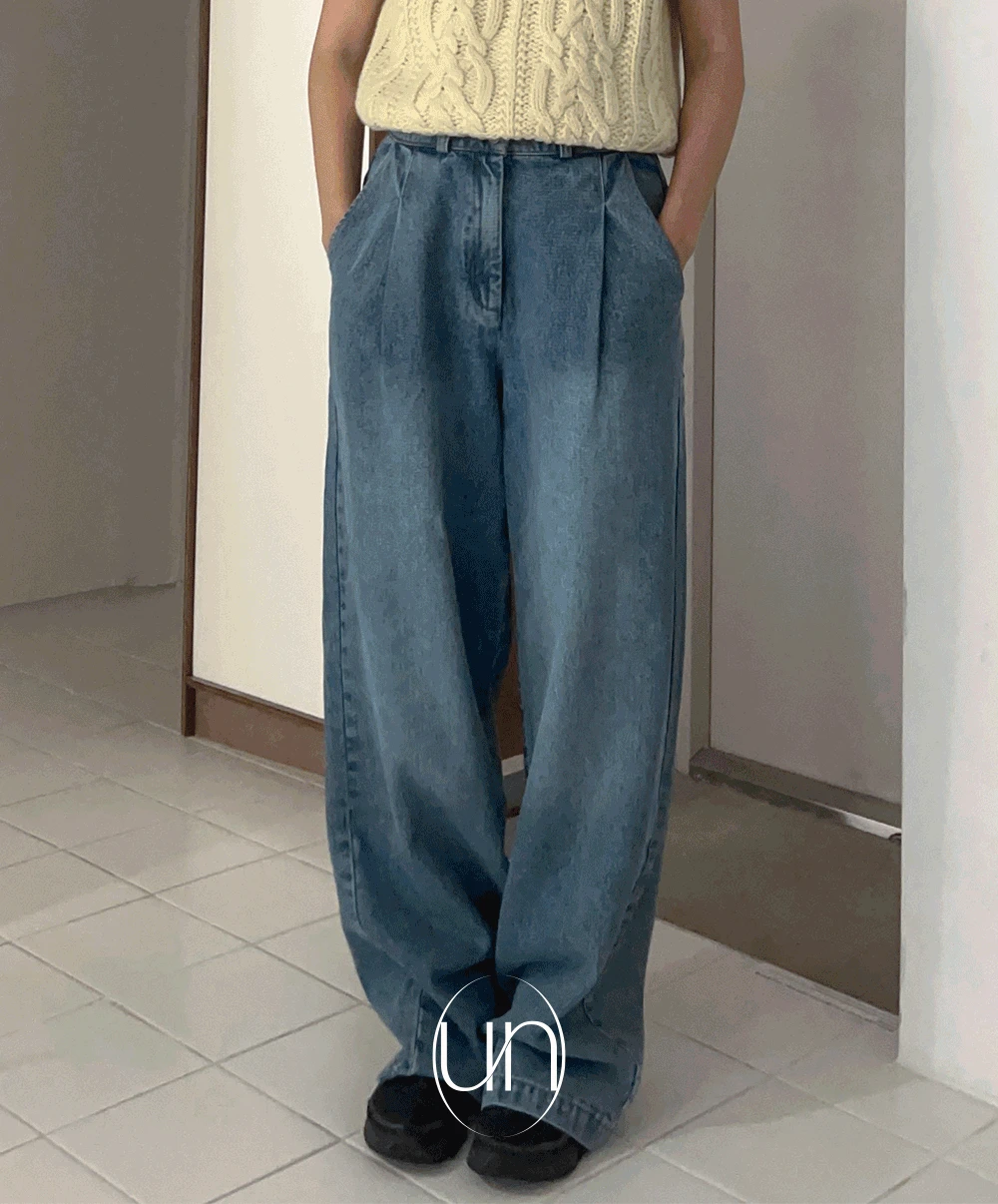 [🚘창고이전세일💙여름청바지🌊👖] 언유즈얼리 히로 핀턱 팬츠 (3color)