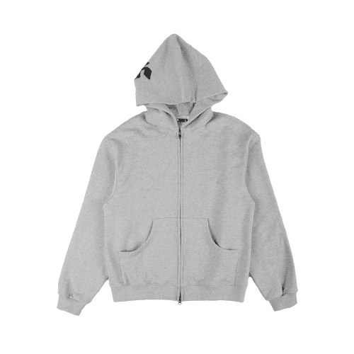 [ERTR X 니들]Leather Applique Hoodie Zip Up (grey)