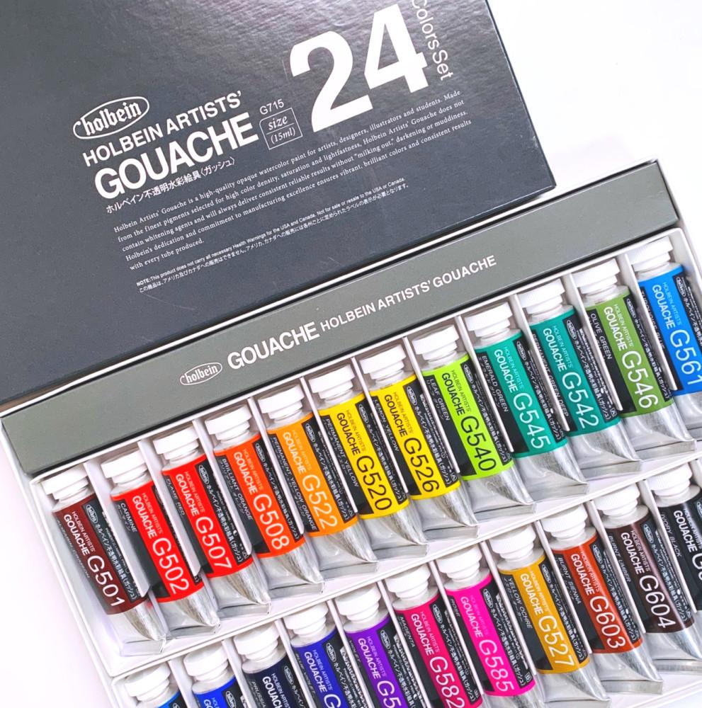 홀베인 수채 과슈 15ml 세트 12색, 18색, 24색세트