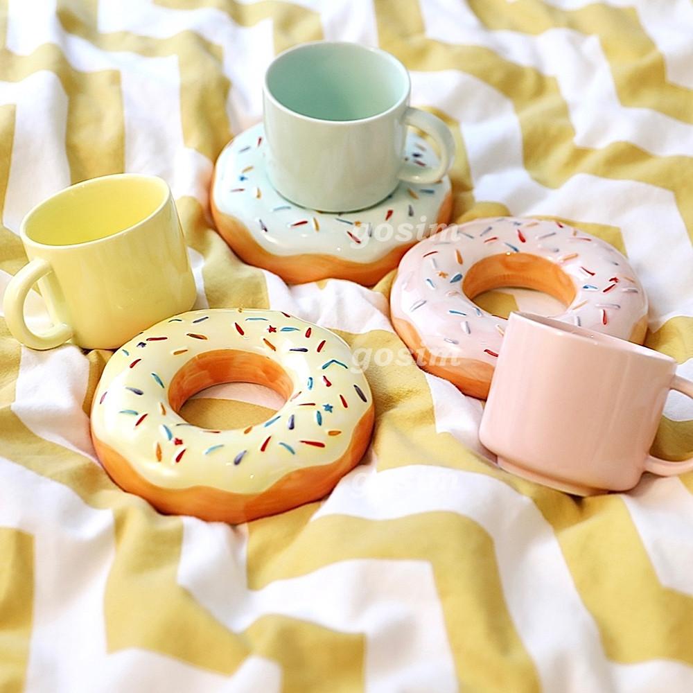 빈티지 도넛 머그 컵앤소서 세라믹 210ml