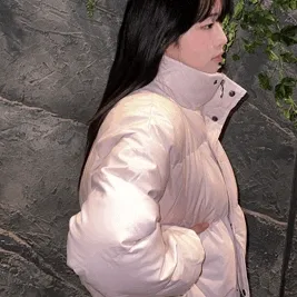 [시즌오프특가] 딸기우유 색감🍓 마시멜로우 매트 무광 레더 하이넥 크롭 푸퍼 숏패딩 (3colors)