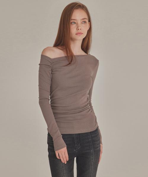 SHIRRED ONE-SHOULDER TUNIC TOP_T426TP117