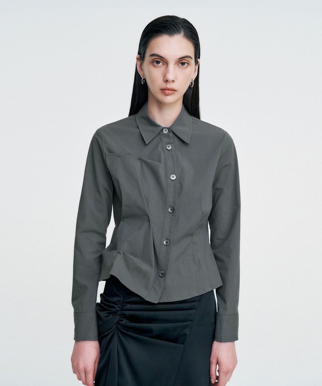 DOZI - Pinched Unbalance shirt _ GREY