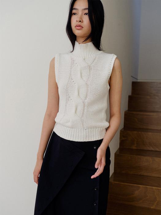 Theodora Twist Sleeveless Knit White