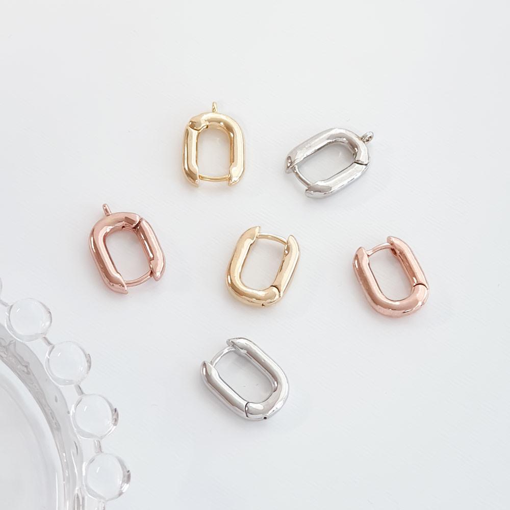 심플 카라비너 원터치 링 귀걸이 부자재(1쌍)