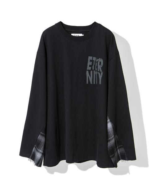 더블 레이어드 워시드 L/S T_BK