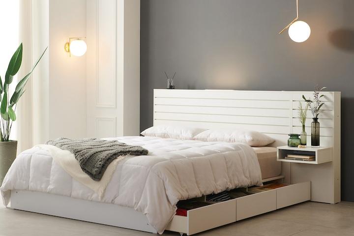 휴 LED 3서랍수납형 침대(매트 미포함) SS/Q/K