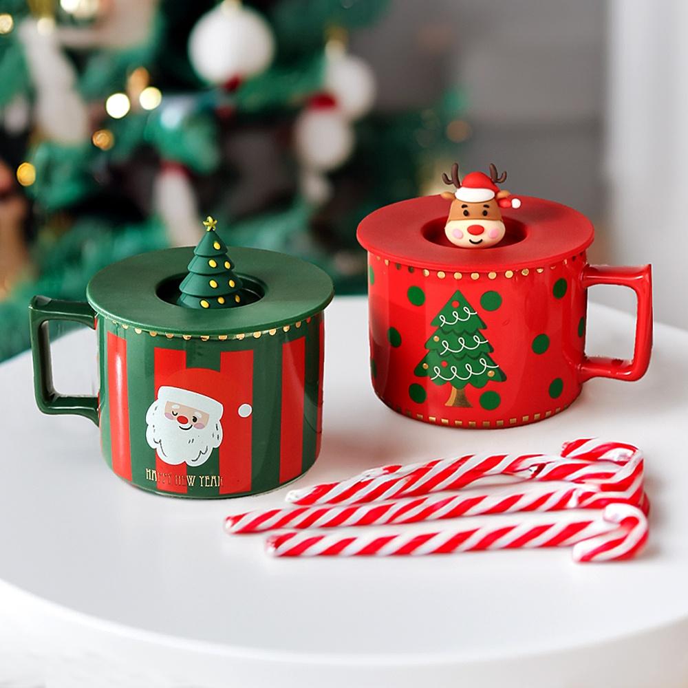레토 크리스마스 머그컵 머그잔 실리콘뚜껑 예쁜 집들이 선물 LMC-CM01