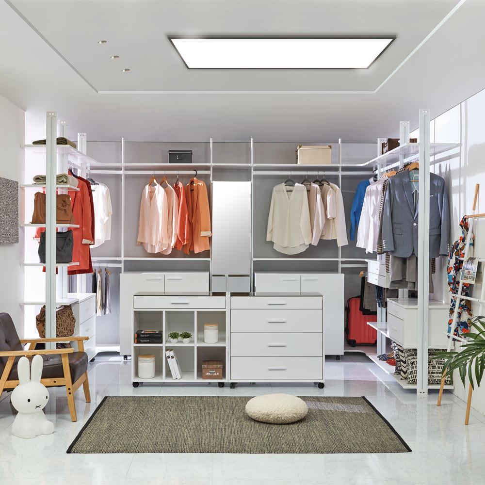 몬타 인테리어 시스템장 시스템 옷장 행거 수납장 옷방 안방 드레스룸 실버화이트워시10cm