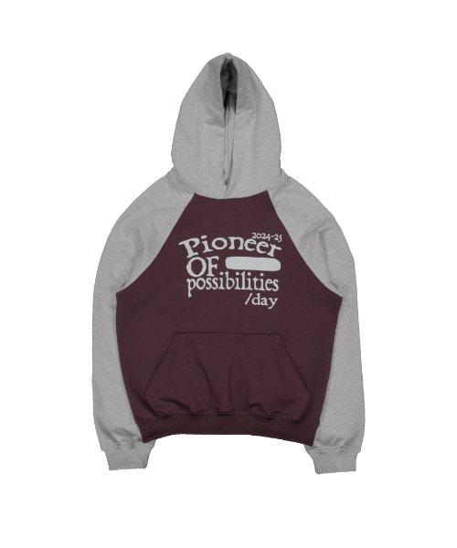 TCM pioneer raglan hoodie (burgundy/grey)