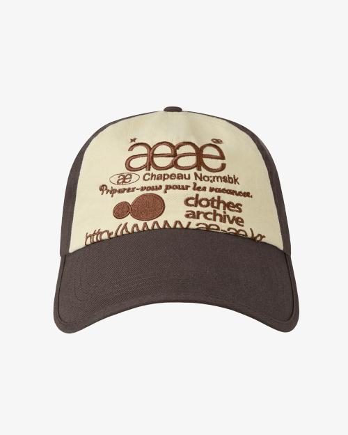WEB LOGO 5 PANNEL BALL CAP [BROWN/IVORY]