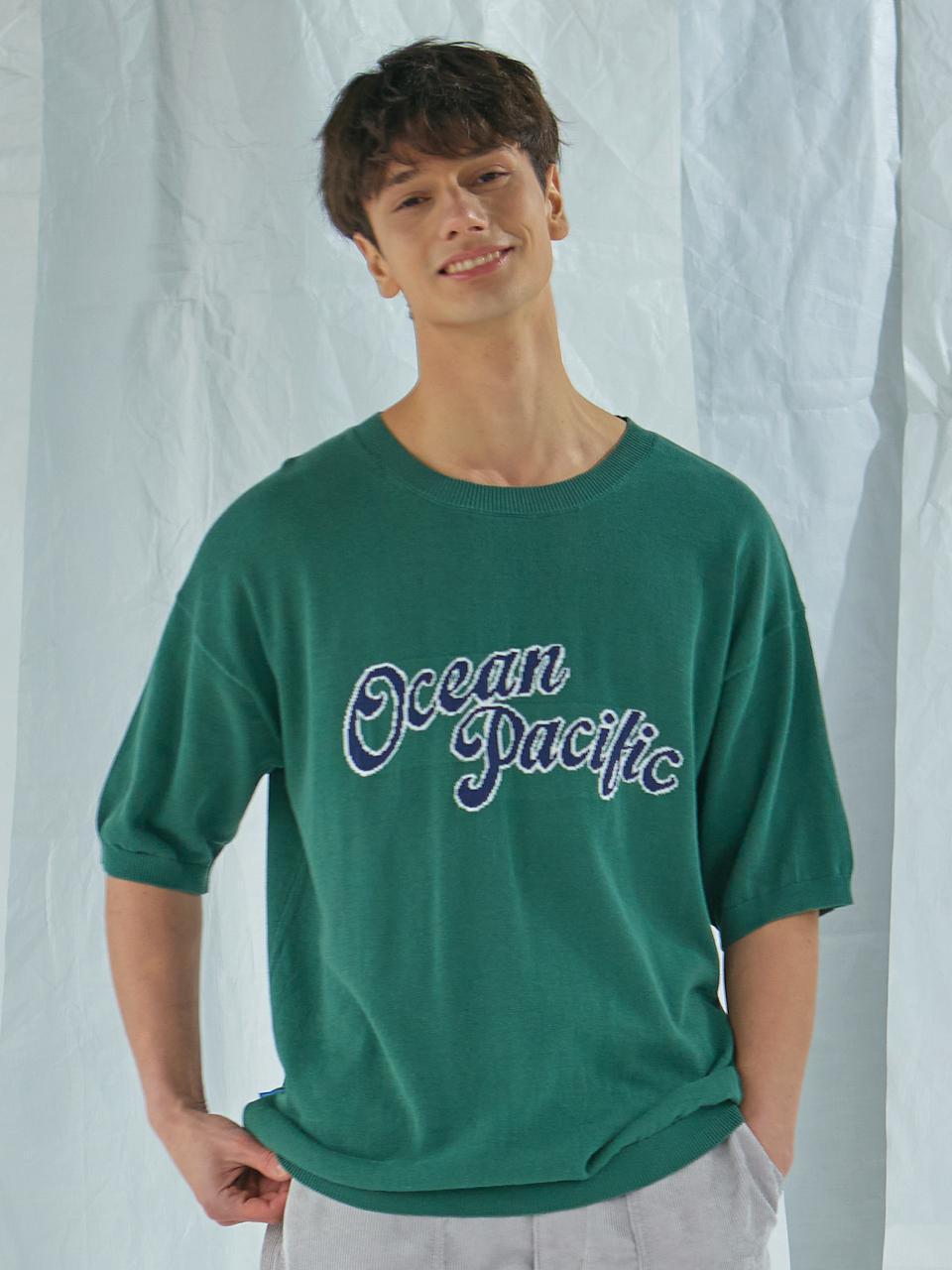 OCEAN LOGO SHORT SLEEVE SWEATER [3 COLOR] - (주)원더플레이스
