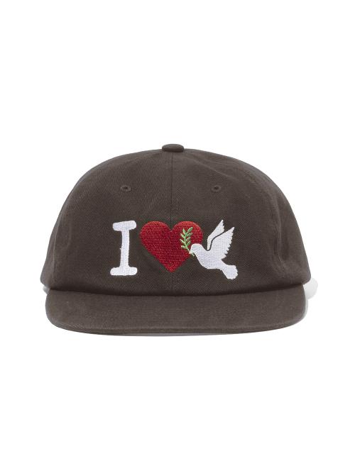 I Love Peace Washed Cap Brown