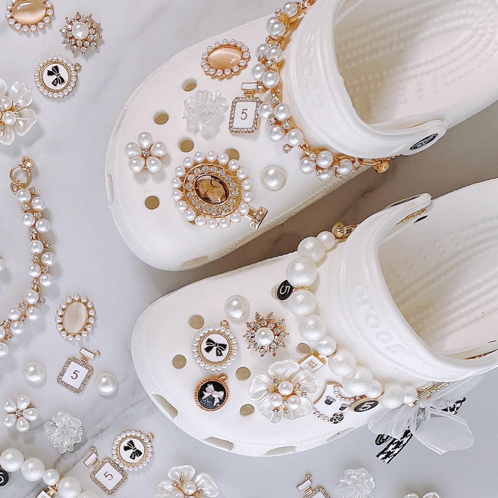 크록스 보석 지비츠 세트 큐빅 샤록스 진주 DIY 주얼리 파츠 재료 명품 입체 꽃장식