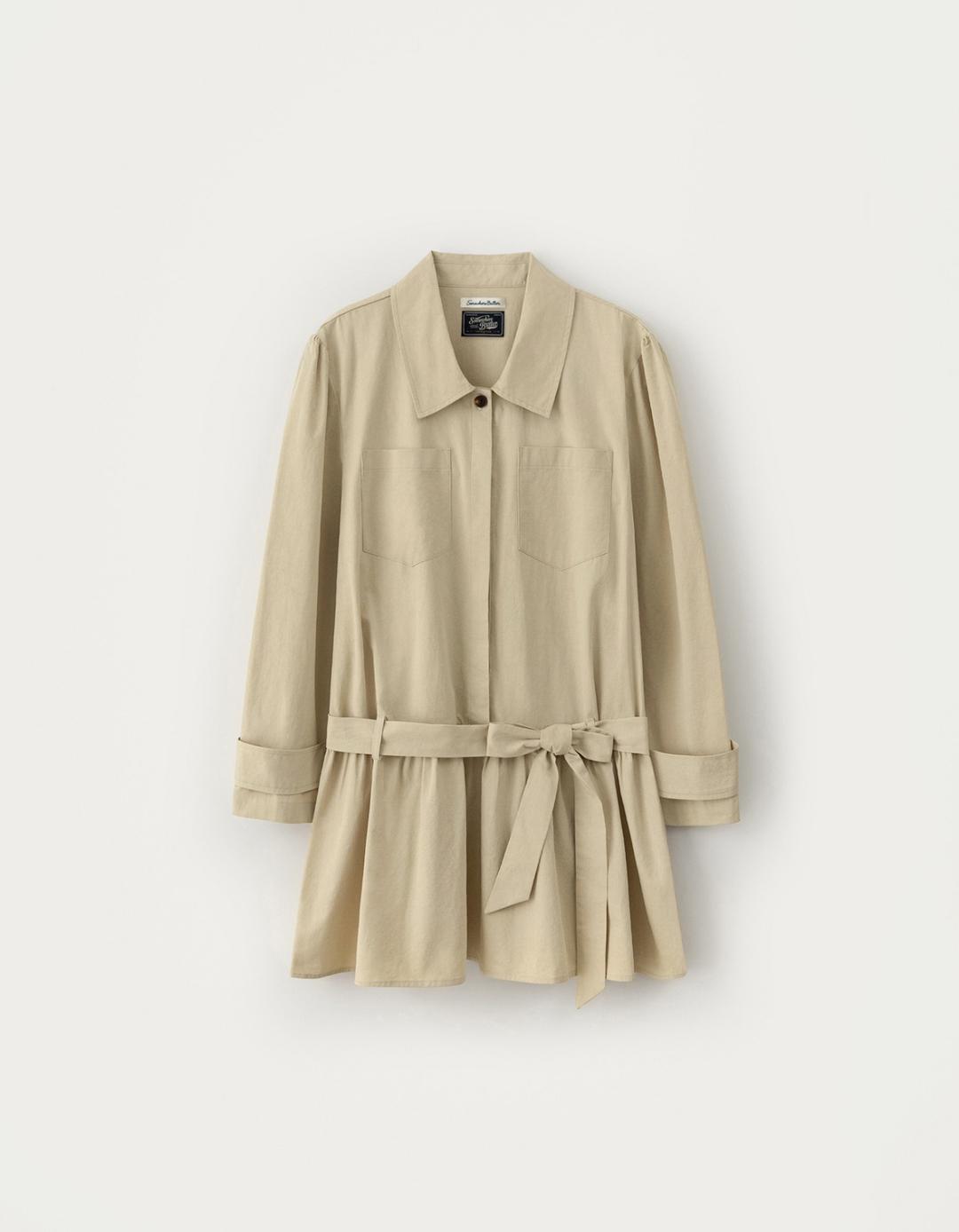 Trench Ribbon Dress - Beige