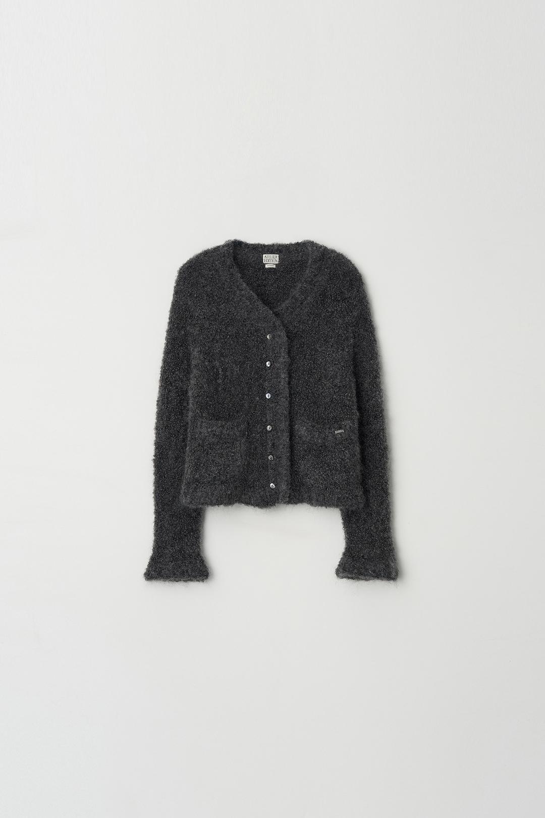 Mohair Boucle Cardigan (charcoal)
