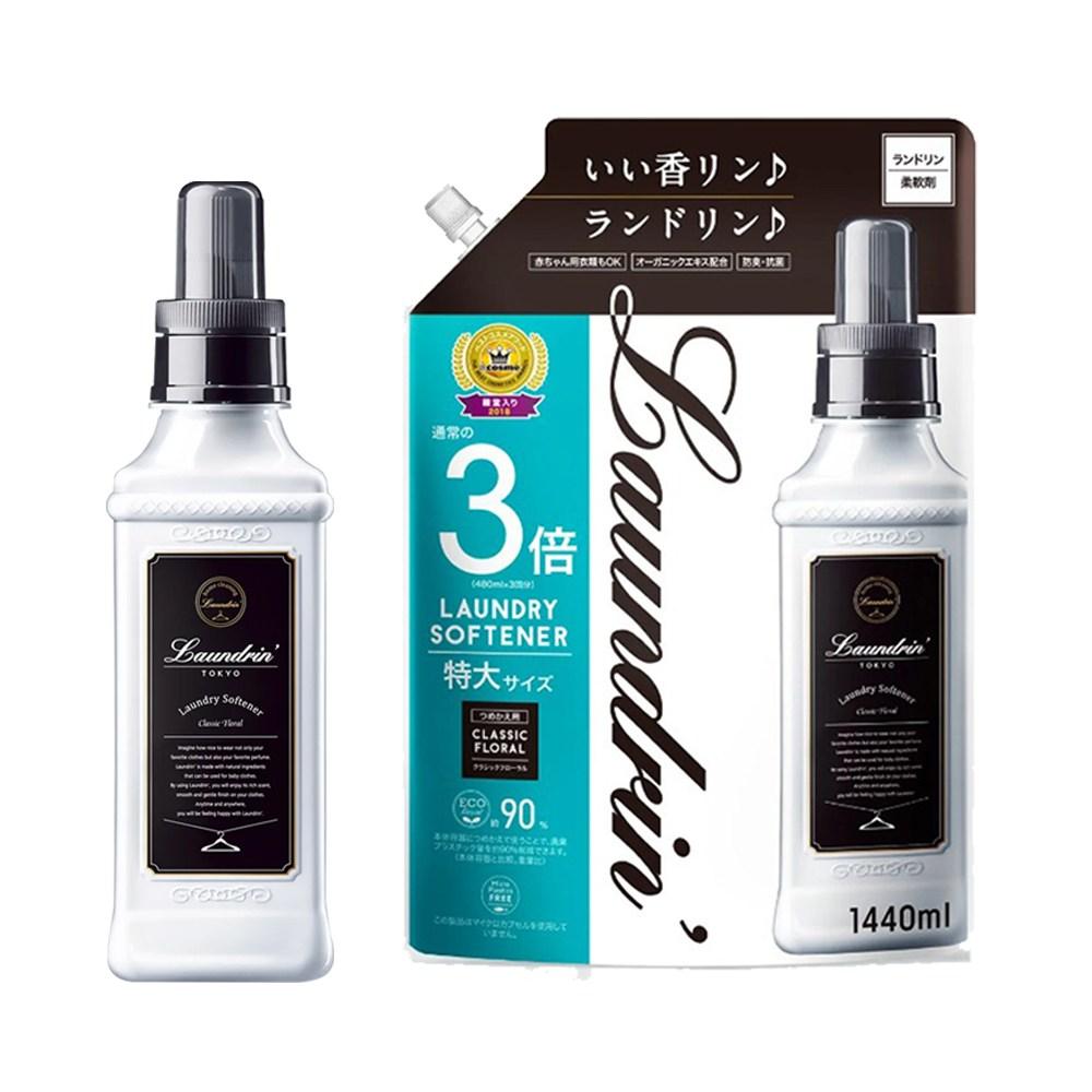 [국내배송]란도린 섬유유연제 클래식 플로랄 본품 600ml + 리필 1440ml, 1개