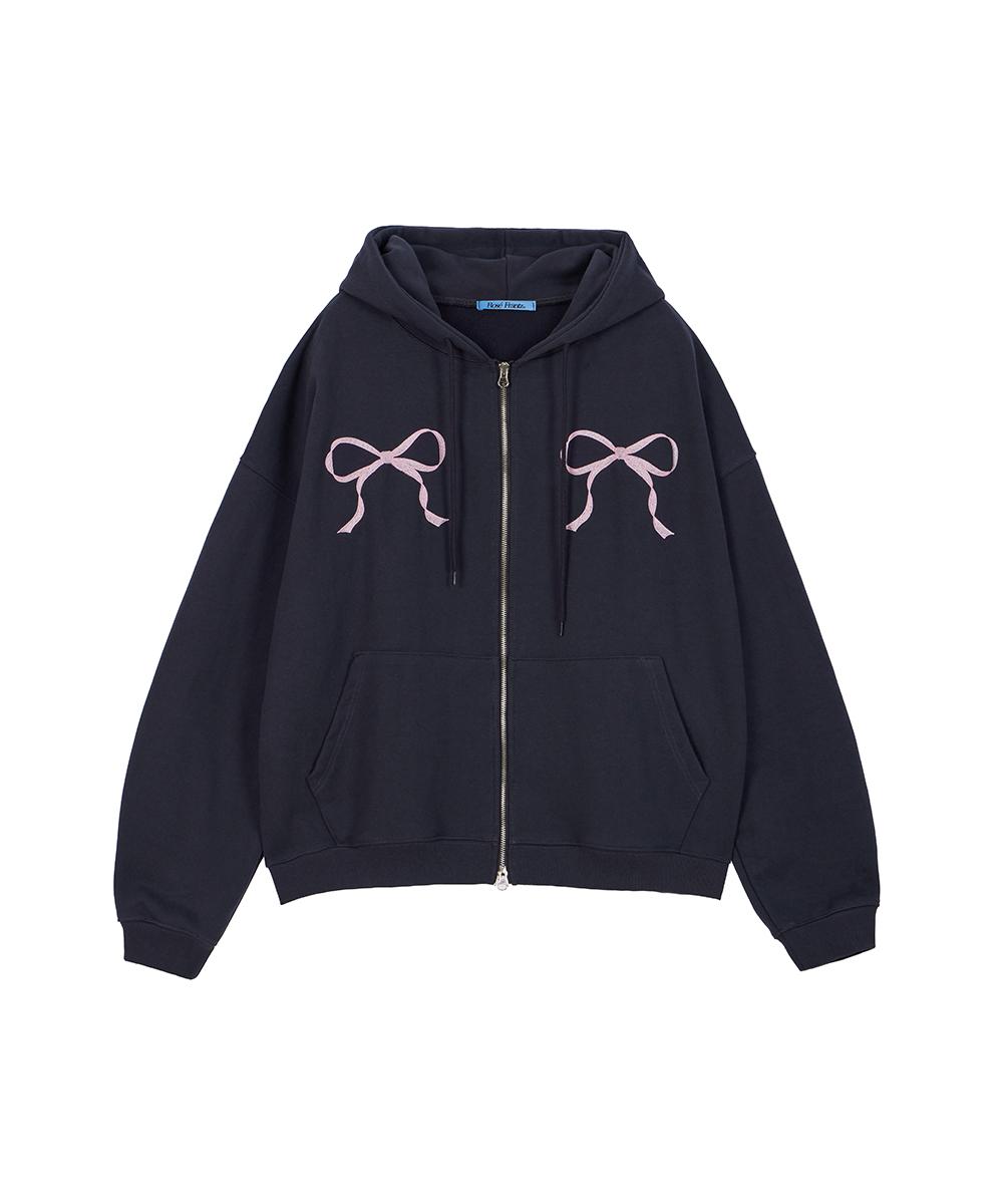로제프란츠 Sketch Ribbon Hood Zip-up [Charcoal]
