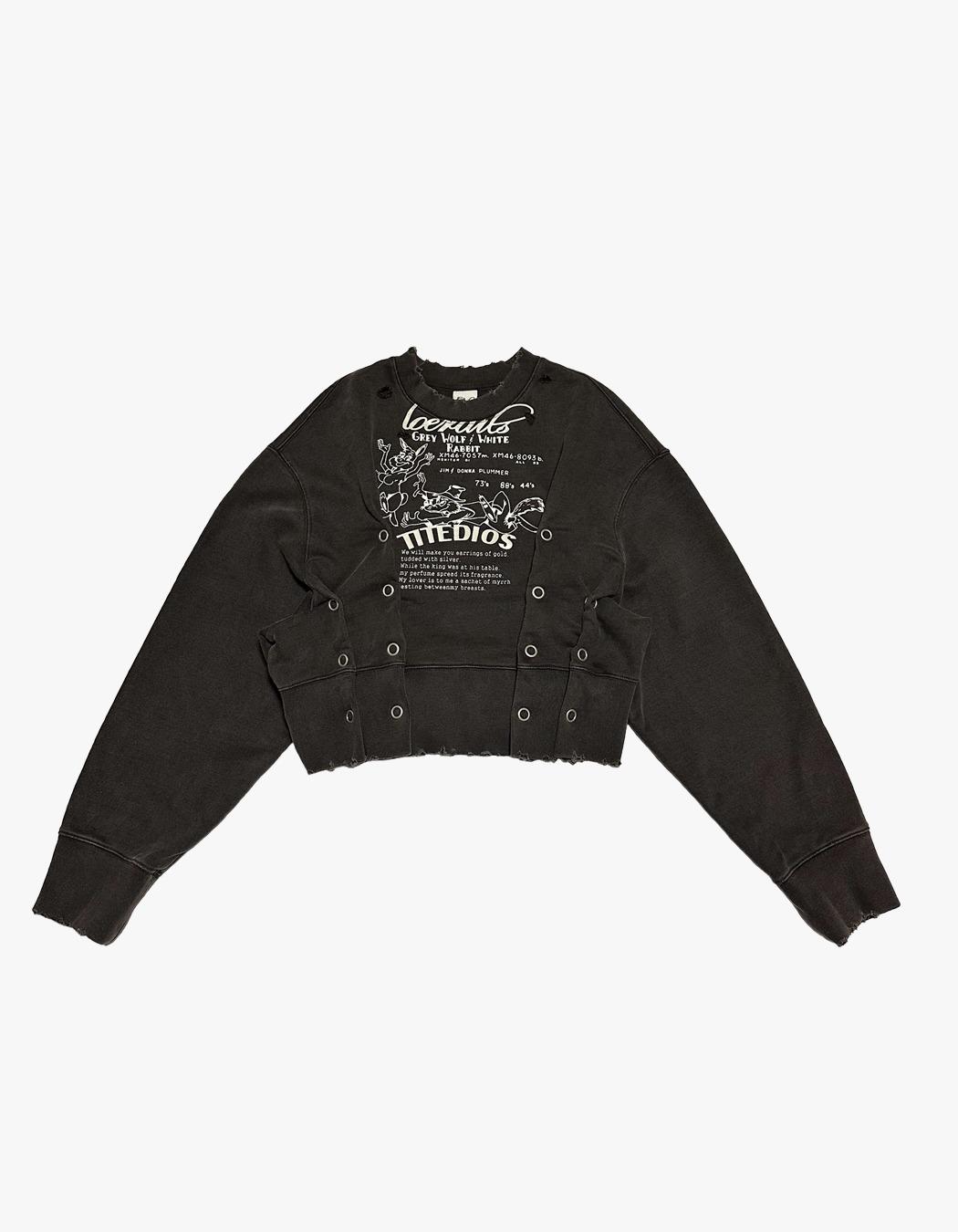 23 Snap Crop Sweat Shirts - Black