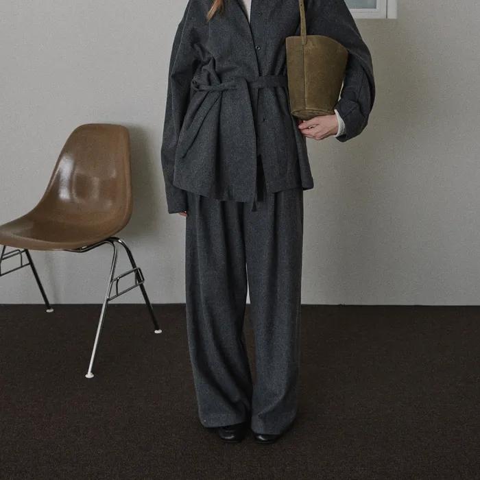 Demi Wool Slacks (Charcoal)