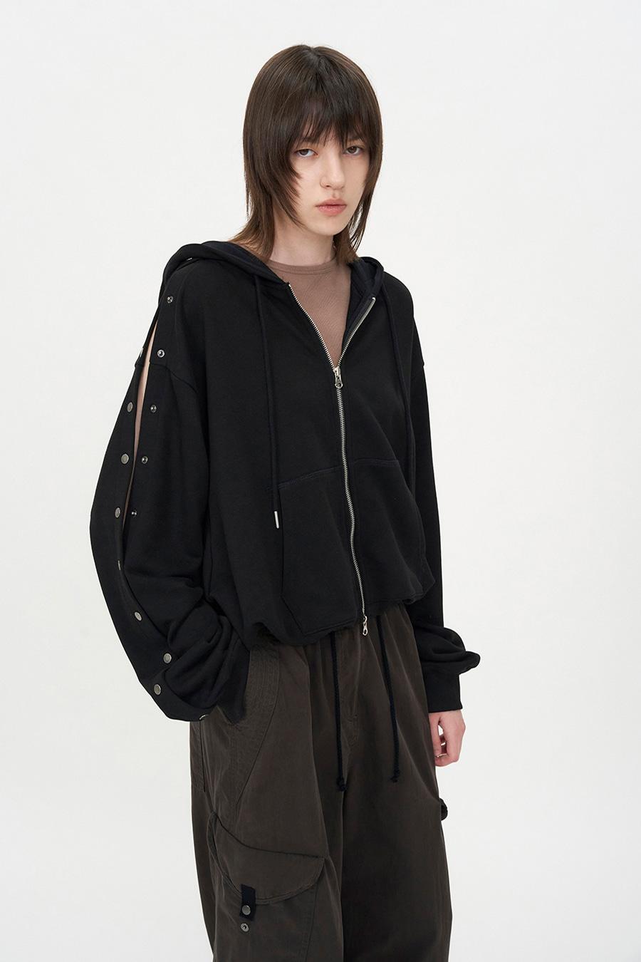 스냅 디테일 후드집업 BLACK