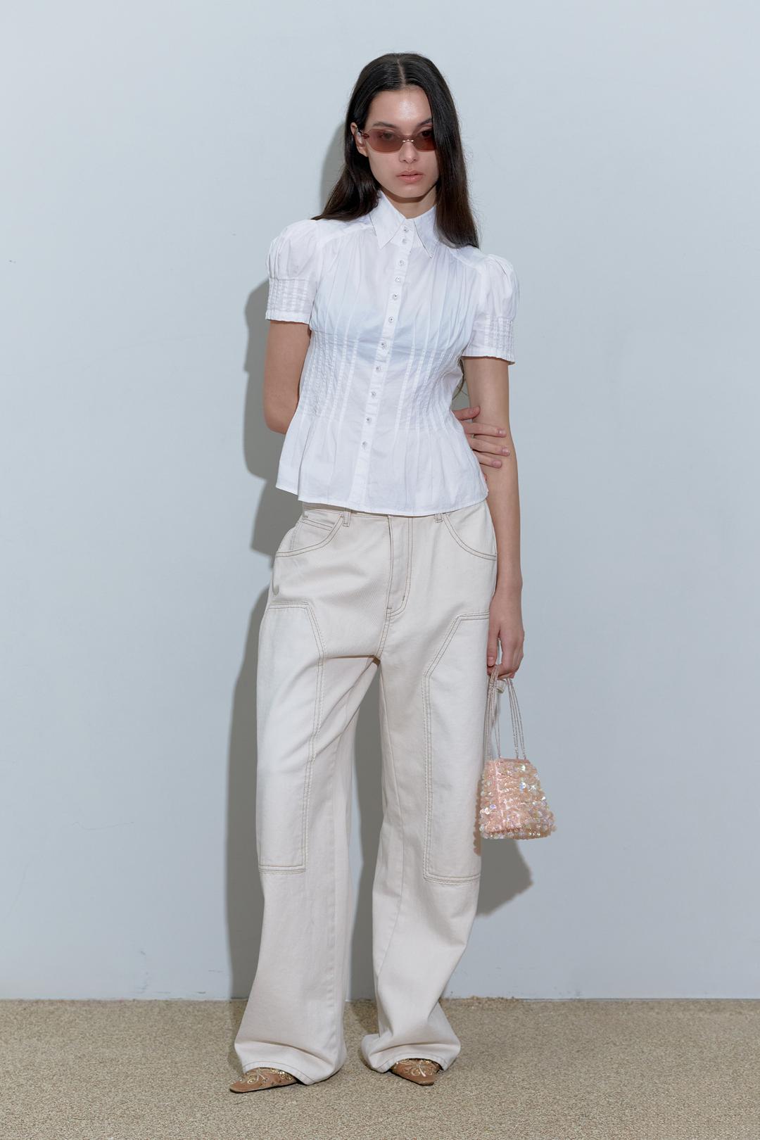 Lace Double Knee Pants Peach Twill