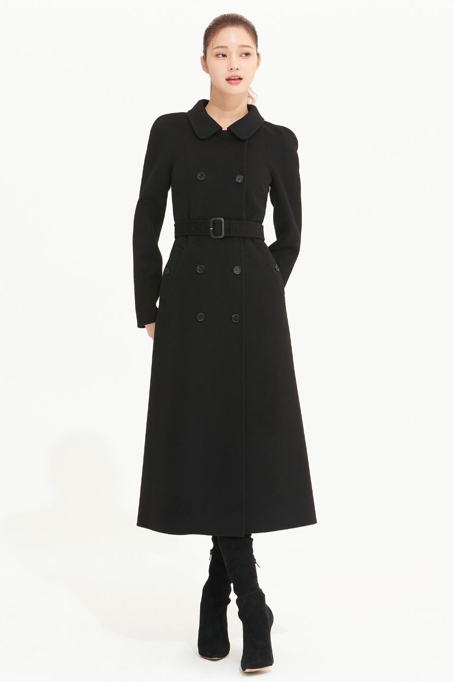 CASHMERE WOOL ROUND COLLAR DOUBLE COAT