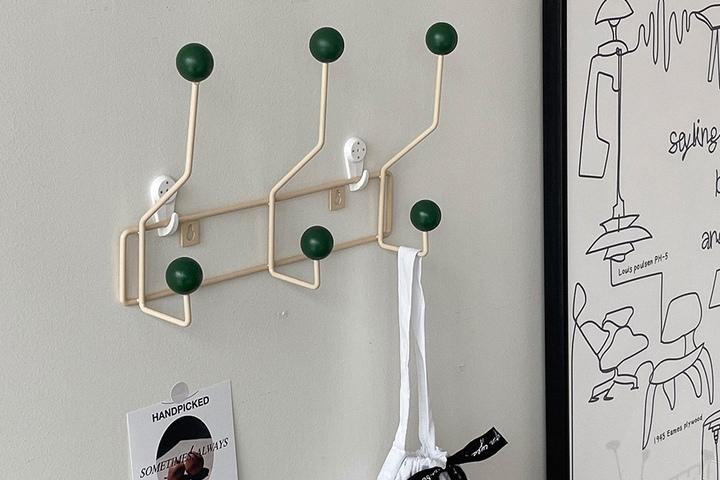 우드볼 벽걸이 행거 코트랙 가방 모자 후크걸이 3볼 3colors