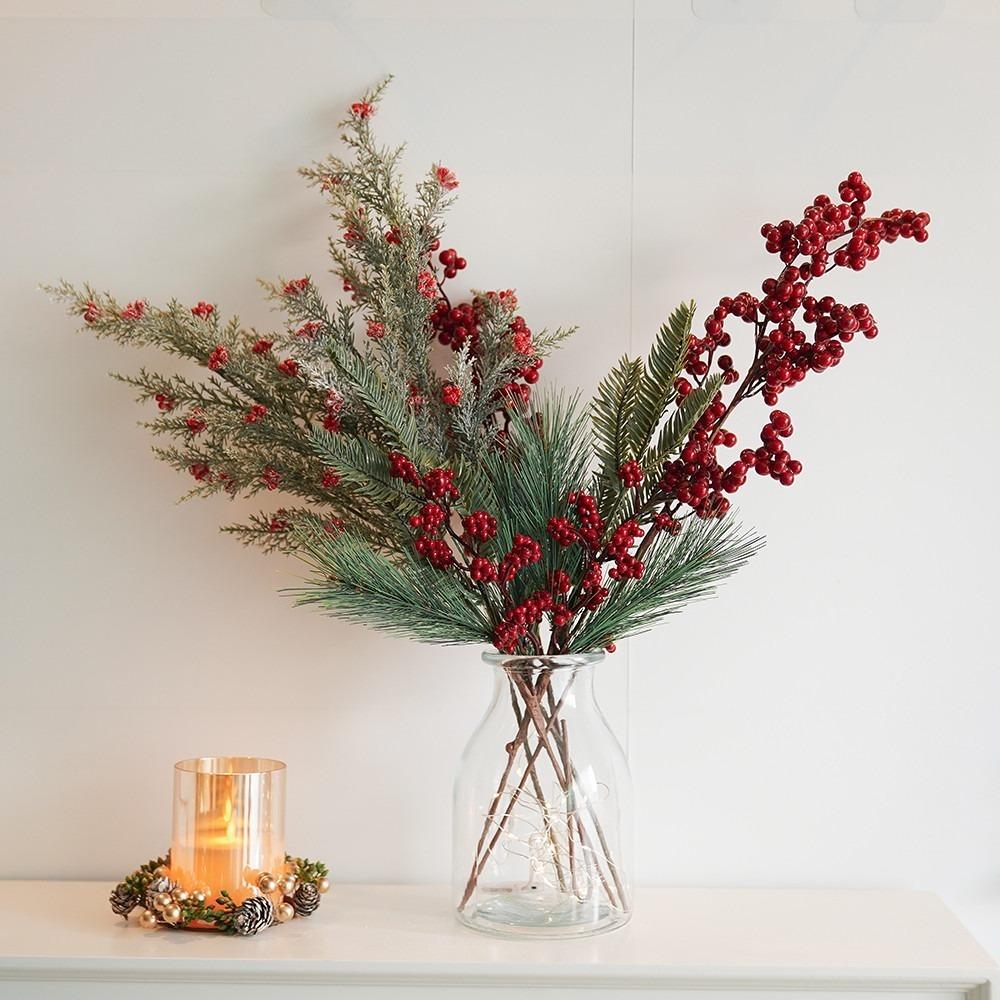 스노우 레드베리 소나무 조화