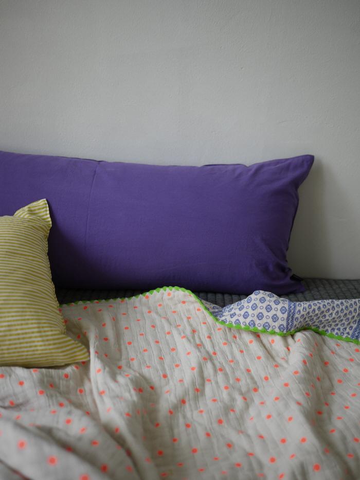 4layer gauze blanket blue+neon dot