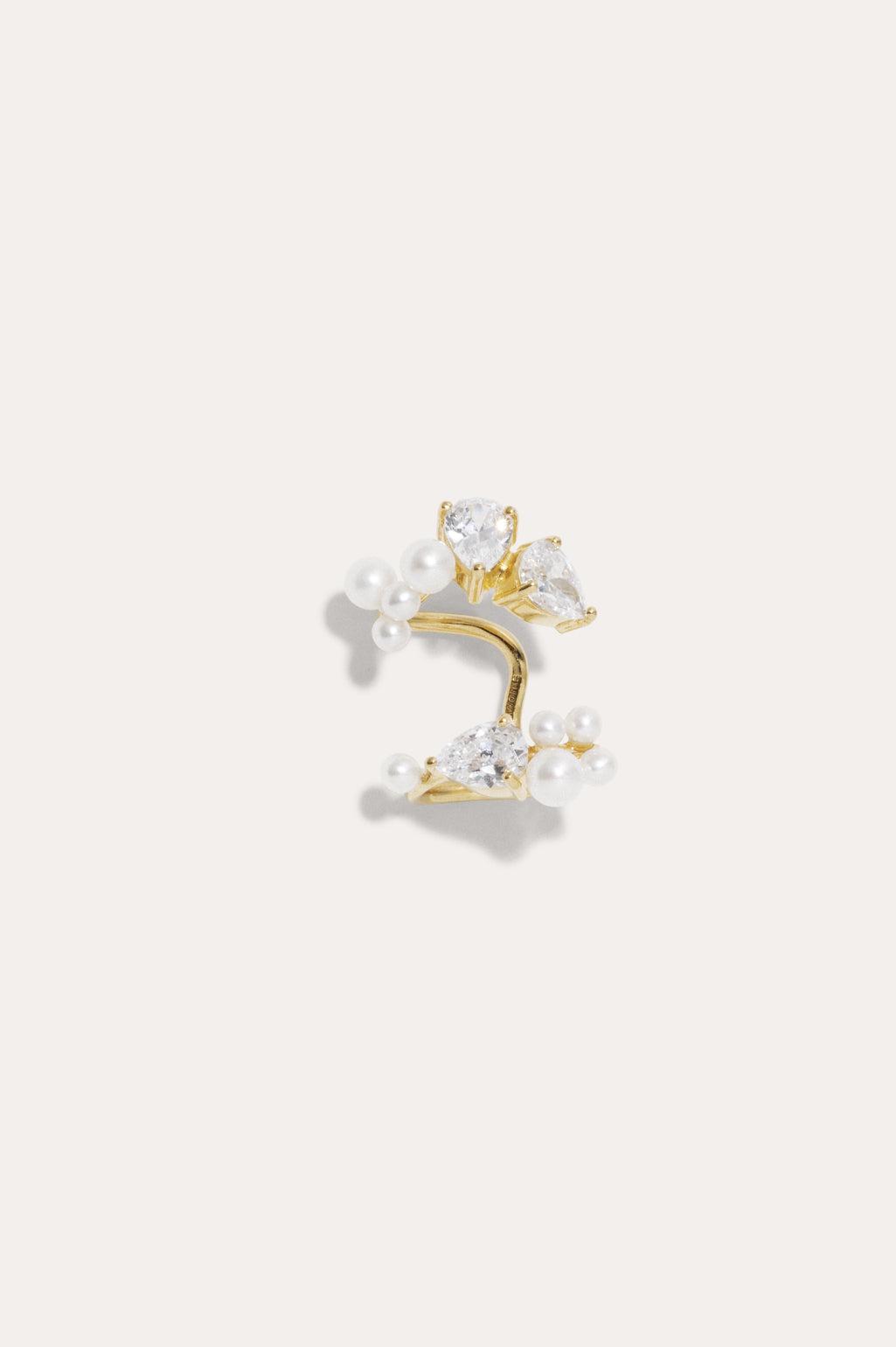 Chasing Shadows III - Pearl and Zirconia Gold Vermeil Ear Cuff
