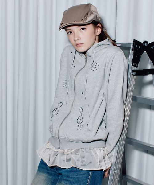 STUD ZIP UP HOODIE/スタッズジップアップフーディ