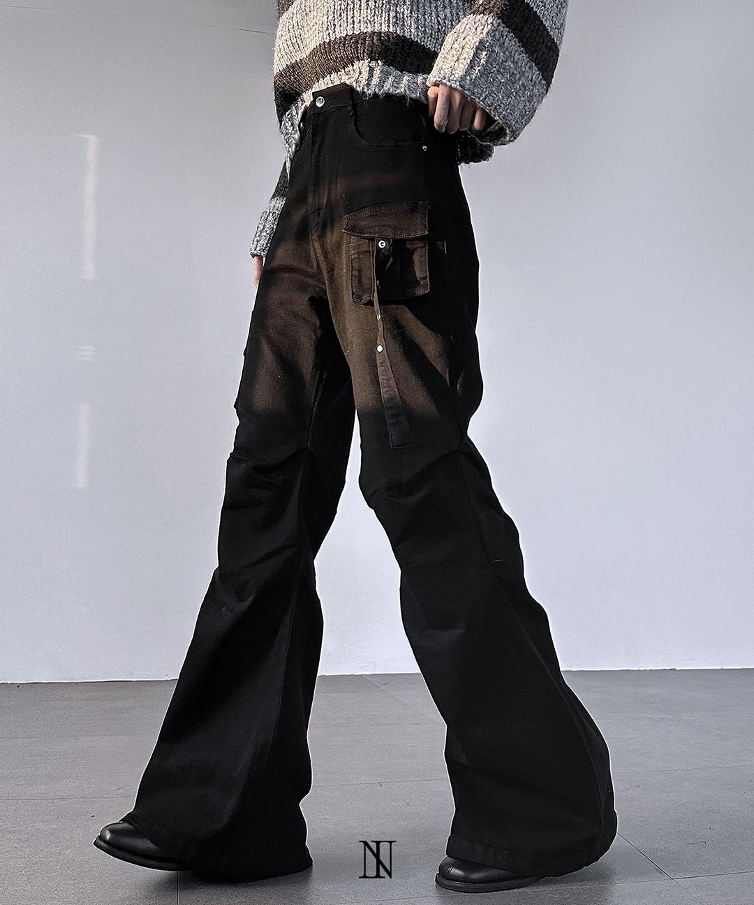 이너니티 당일출고🚀[Loose-fit🖤숏/기본/롱ver.] 스트랩 포켓 셔링 부츠컷 블랙 팬츠