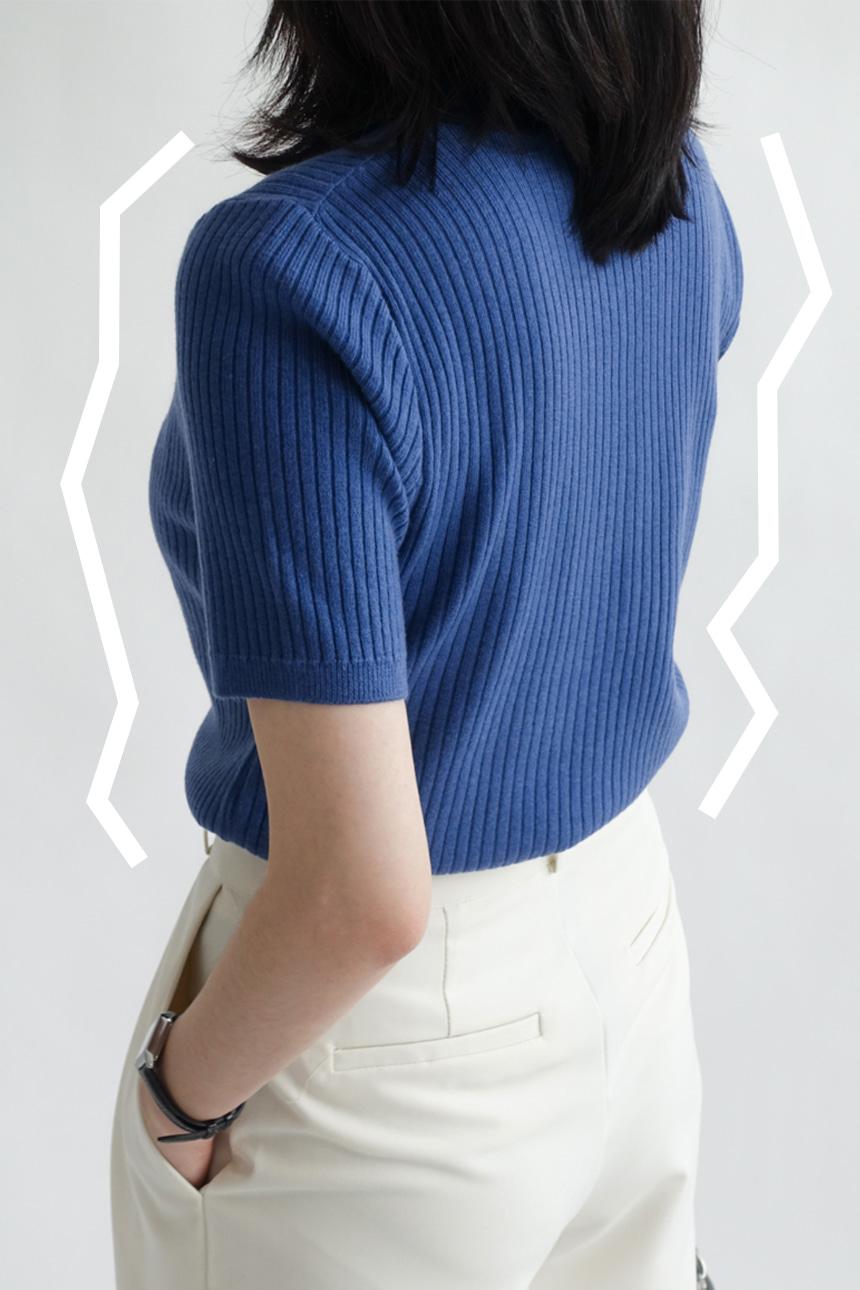 Slim ribbed half sleeve T-shirt