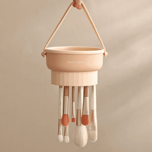 반개체리 메이크업 브러쉬 세척 건조 수납 3in1, 베이지, 1개