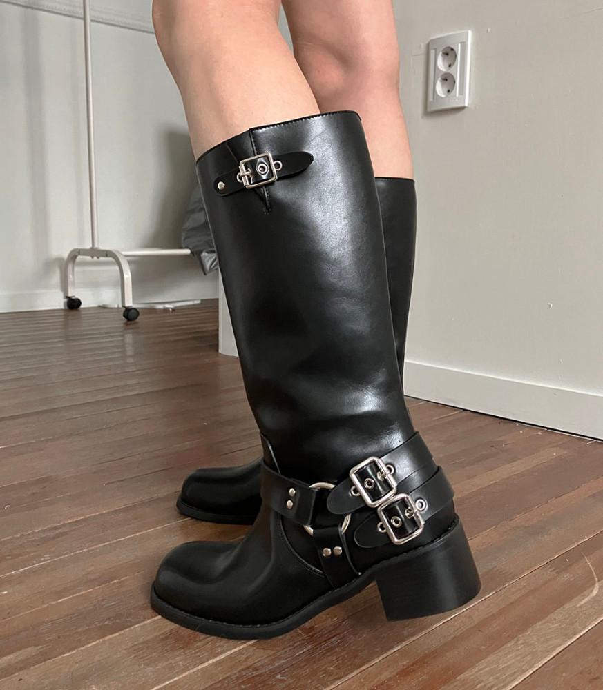 (국내발송) buckle leather boots |버클 레더부츠