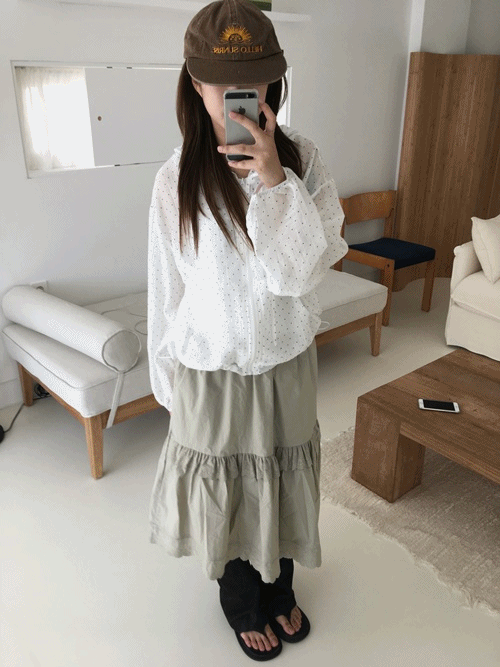 앤티즈 페이드 프릴 미디 스커트 (3color)