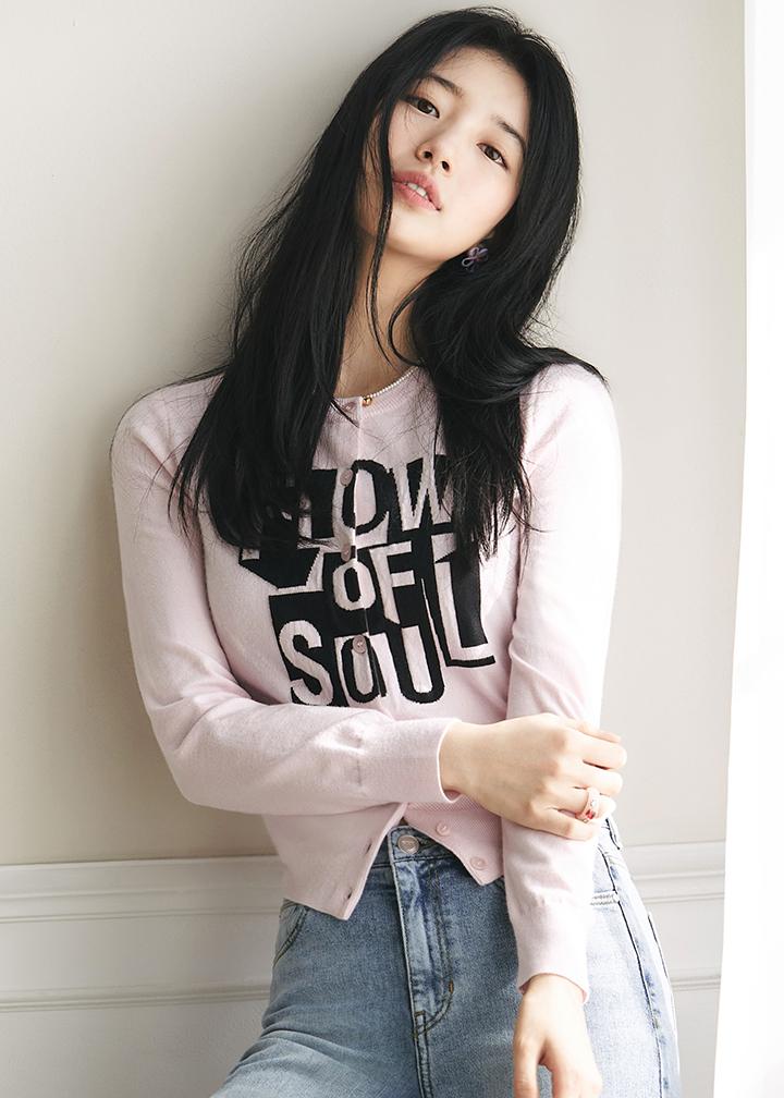 [수지착용]여성 레터링 스웨터 가디건