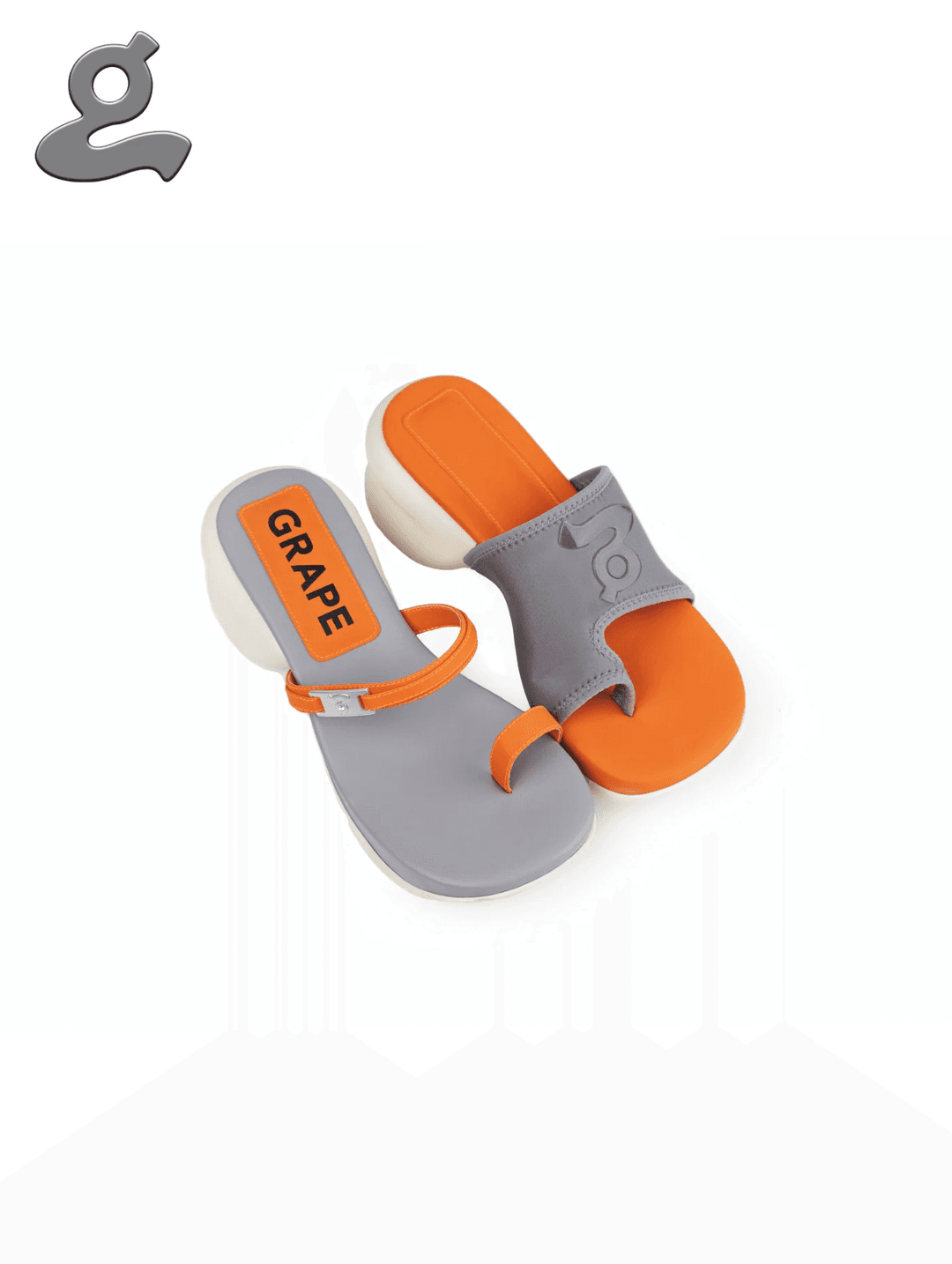 [GRAPE] ORANGE/ GREY ASYMMETRIC SPLIT-TOE SANDAL