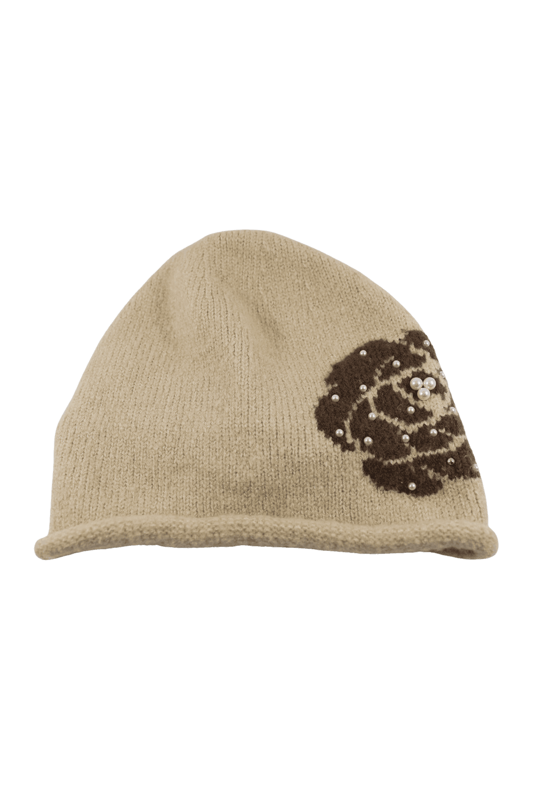 [Sepia] Rose pearl beanie (Ivory)