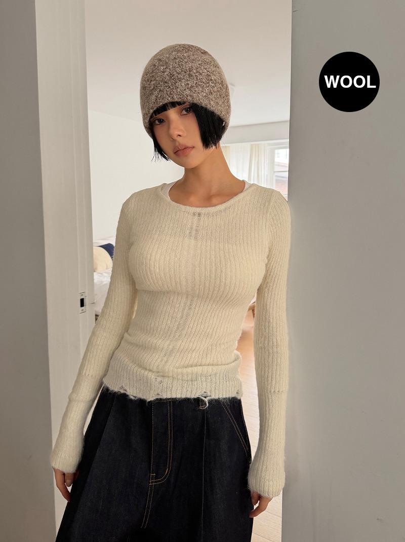 (WOOL) ROUGH DAMAGE KNIT (4color!)