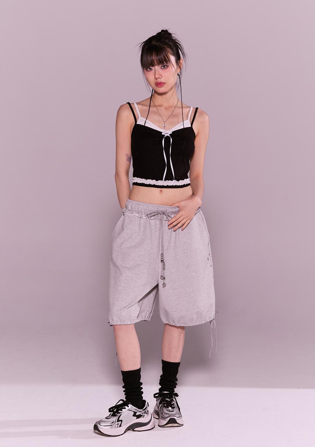 stud twinkle jogger bermuda pt - grey