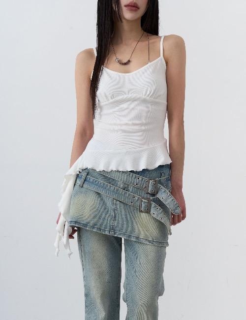 deep round side frill sleeveless