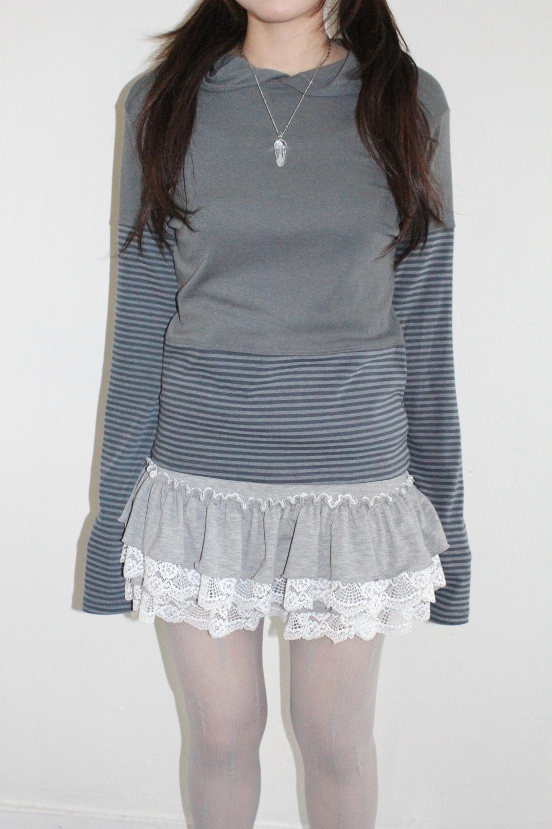 히피디피 tone-on-tone hoody tee (2color)