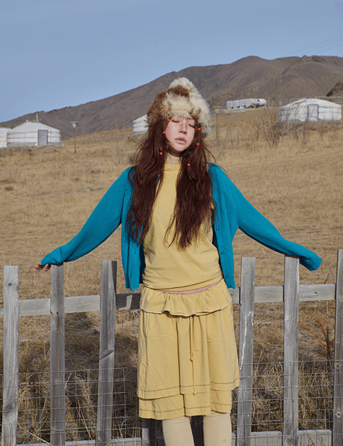 cashmere & wool blend cardigan in blue