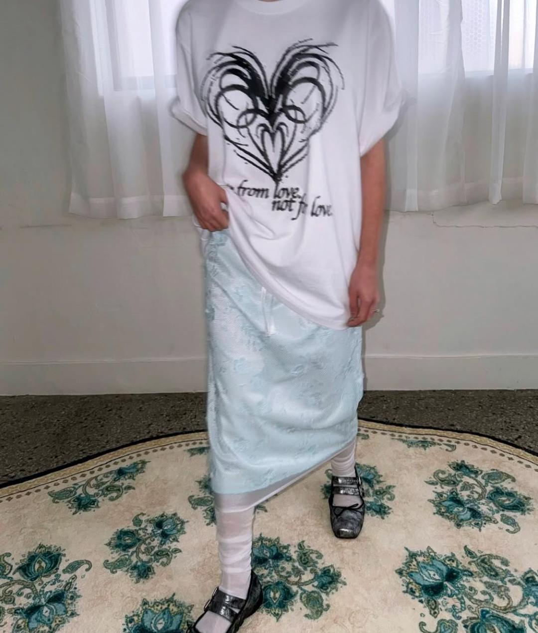 늘품다 aws 쥬씨 레이스 이중 레이어드 미디 밴딩 스커트